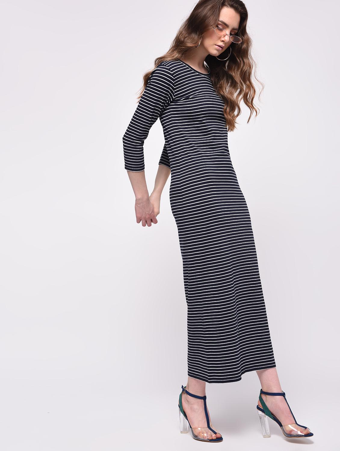 side slit striped sheath dress - 16008993 - Zoom Image - 2