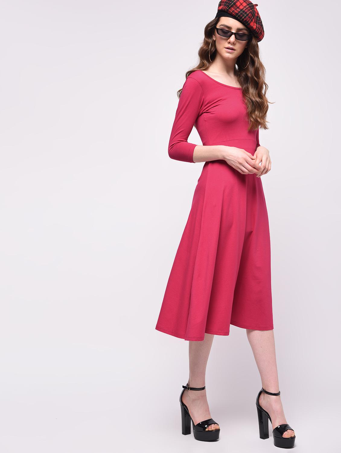 boat neck flared dress - 16008996 - Zoom Image - 2