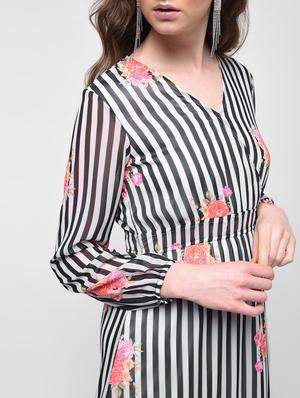 floral striped empire line dress - 16009001 - Standard Image - 5