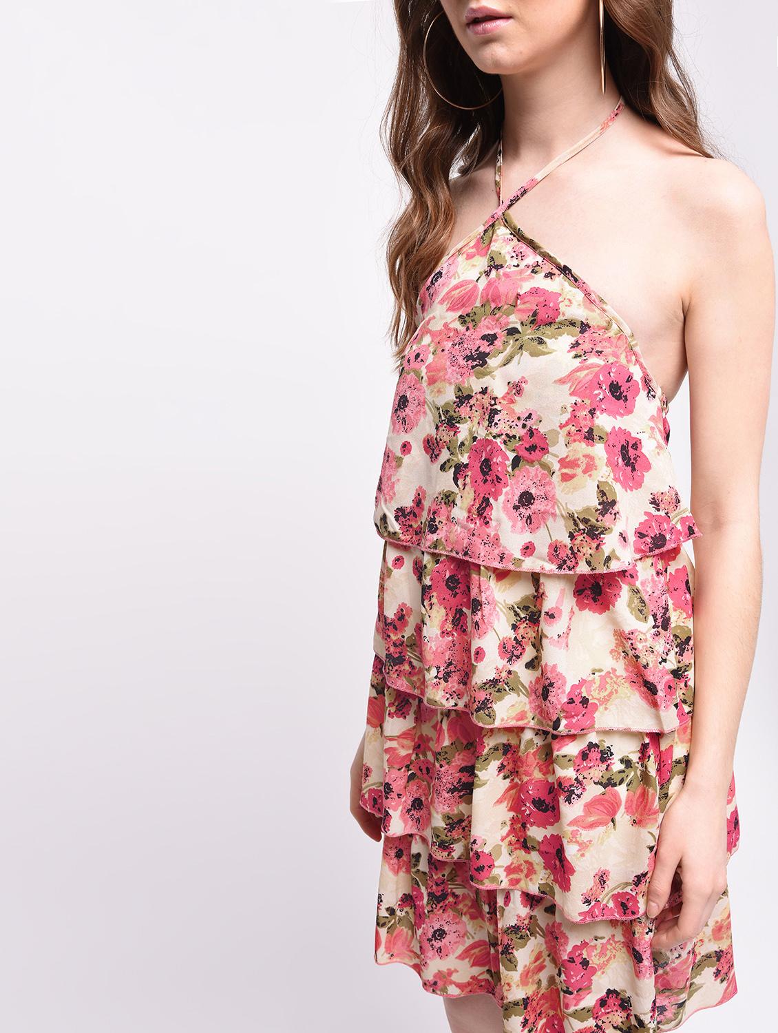 halter neck floral ruffle dress - 16009006 - Zoom Image - 5