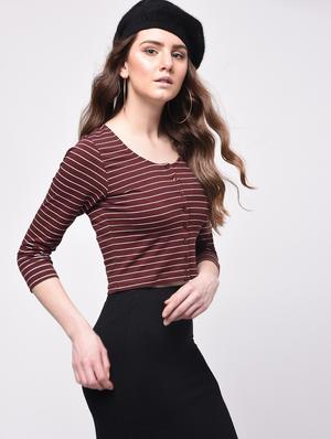 button up striped crop top - 16009017 - Standard Image - 2