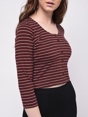 button up striped crop top - 16009017 - Standard Image - 5