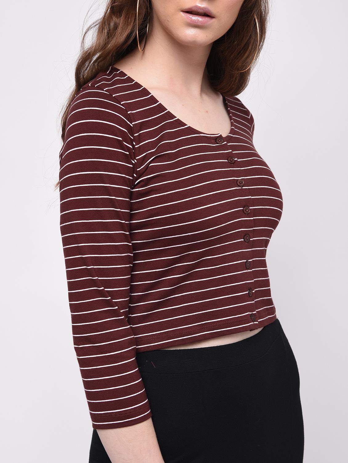 button up striped crop top - 16009017 - Zoom Image - 5