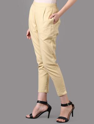 beige khadi cotton straight pant - 16009082 - Standard Image - 2