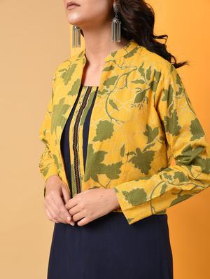 straight kurta with printed jacket - 16009417 - Standard Image - 5