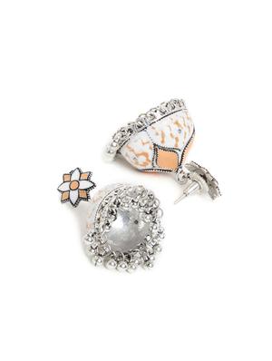 orange silver tone jhumka earrings - 16009655 - Standard Image - 2