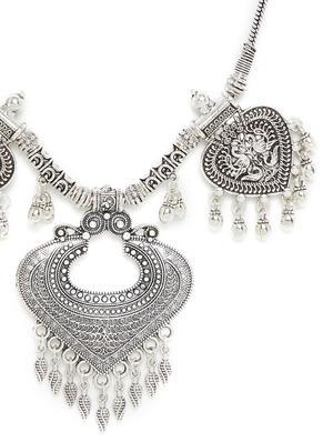 silver metal short necklace - 16009705 - Standard Image - 2