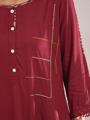 Kaantha asymmetric kurta palazzo set with tassels - 16011127 - Standard Image - 5
