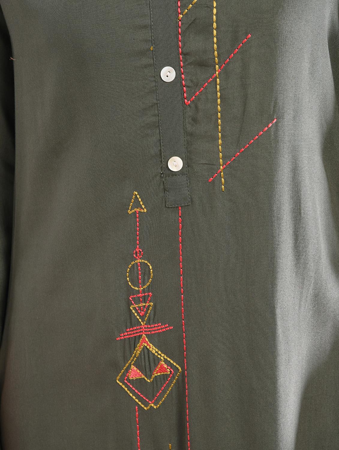 Kaantha asymmetric kurta palazzo set with tassels - 16011128 - Zoom Image - 5
