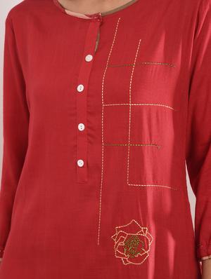 Kaantha asymmetric kurta palazzo set with tassels - 16011131 - Standard Image - 5