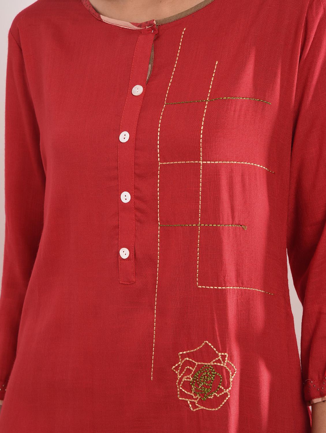 Kaantha asymmetric kurta palazzo set with tassels - 16011131 - Zoom Image - 5