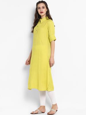 Straight solid kurta - 16011661 - Standard Image - 2