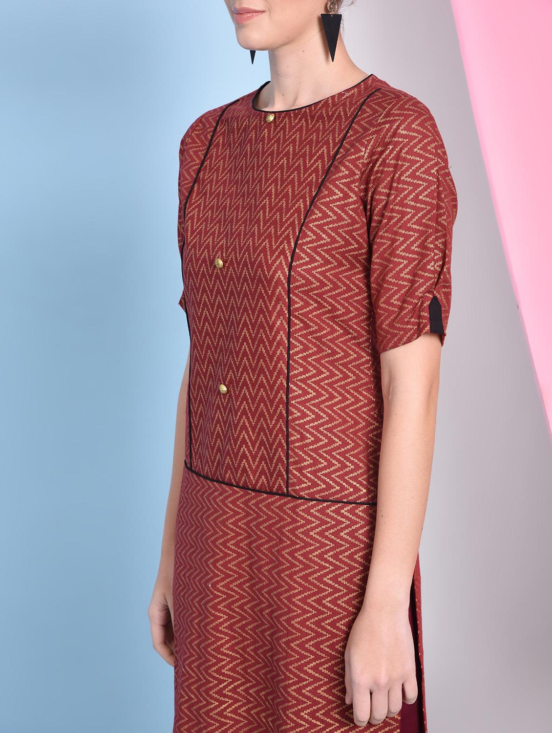 Chevron straight kurta - 16012160 - Zoom Image - 5