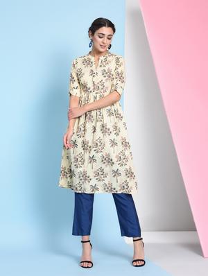 floral flared kurta - 16012408 - Standard Image - 2