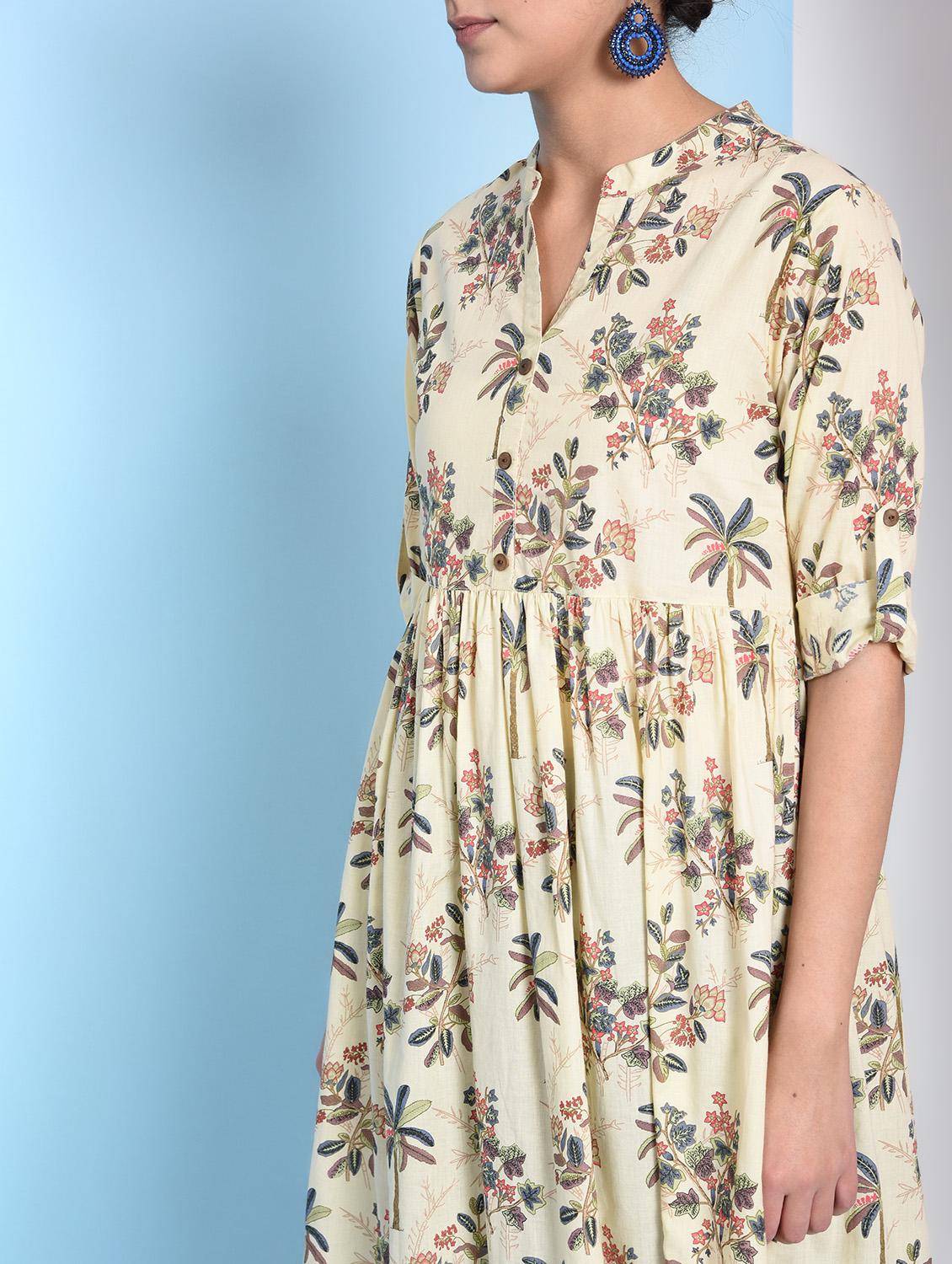 floral flared kurta - 16012408 - Zoom Image - 5