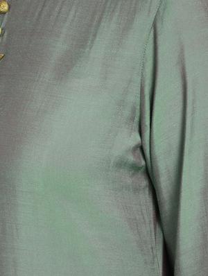 Asymmetric sleeved solid silk straight kurta - 16012448 - Standard Image - 5