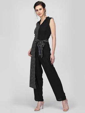 checkered layered full leg jumpsuit - 16013120 - Standard Image - 2