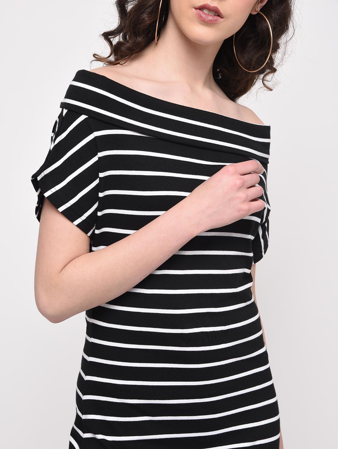 off shoulder striped sheath dress - 16013567 - Zoom Image - 5