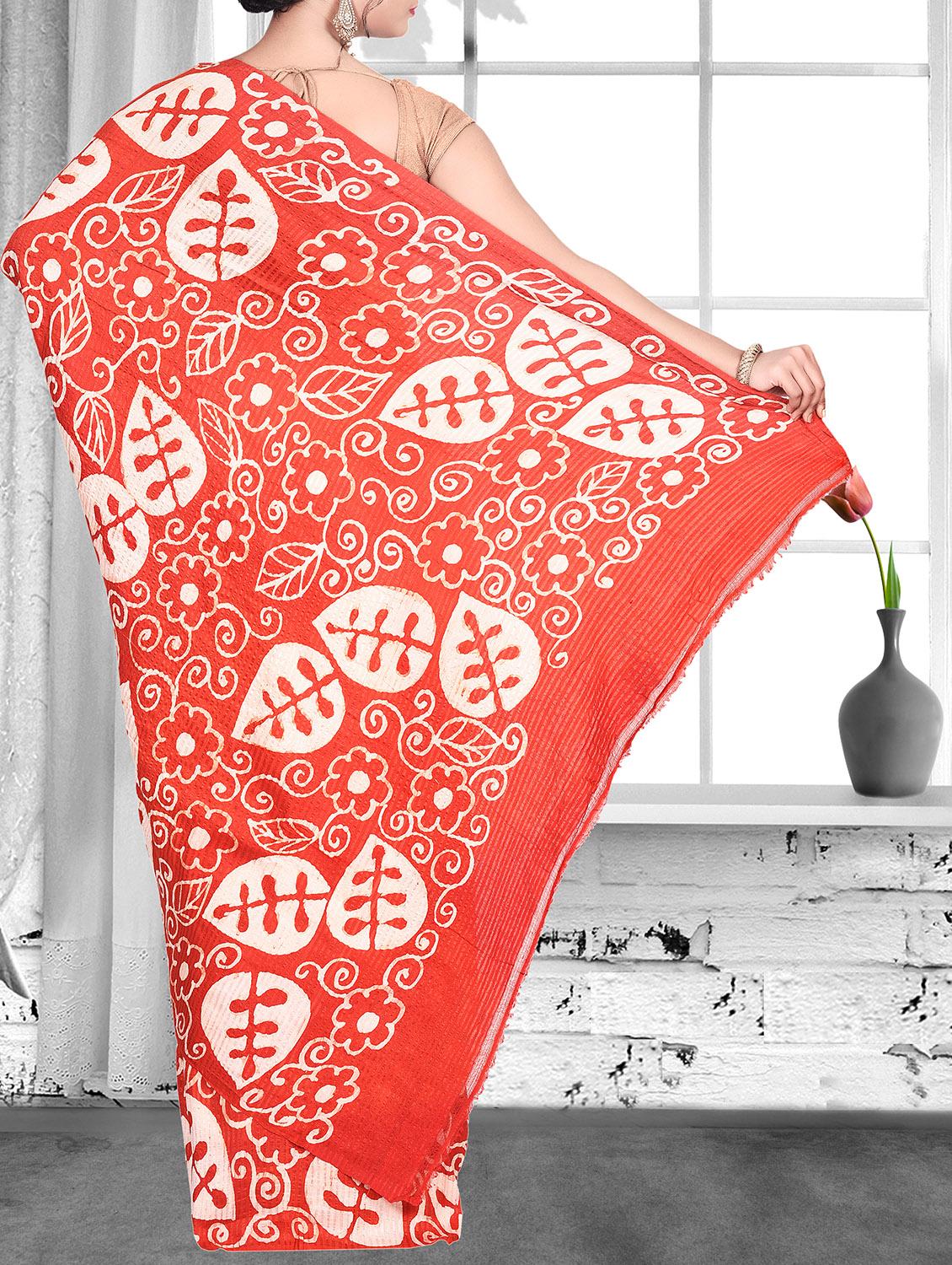 printed matka silk saree with blouse - 16015214 - Zoom Image - 2