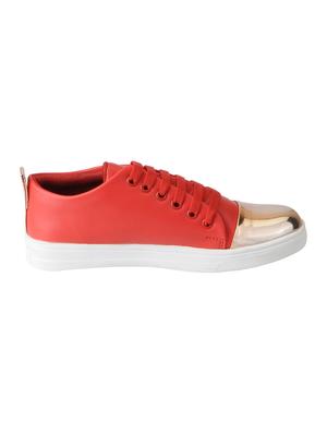 red synthetic laceup sneakers - 16015751 - Standard Image - 2