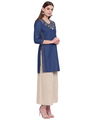 embroidered straight kurti - 16015800 - Standard Image - 2