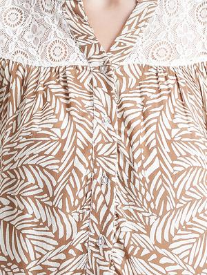 contrast lace button up ruffle top - 16015837 - Standard Image - 5