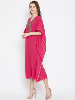lace detail embroidered sequined kaftan - 16015883 - Standard Image - 2