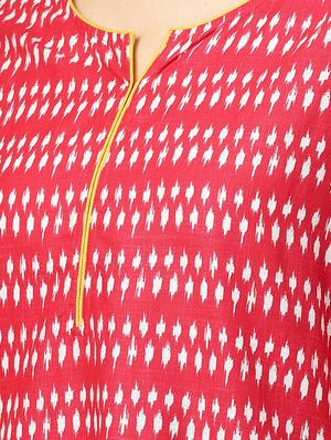 Ikat Print Straight Kurta With Ikat Print Wide-Leg Palazzo - 16017163 - Standard Image - 5