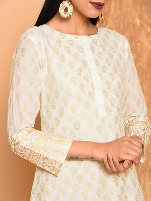 block print high-low ethnic dress - 16017710 - Standard Image - 5
