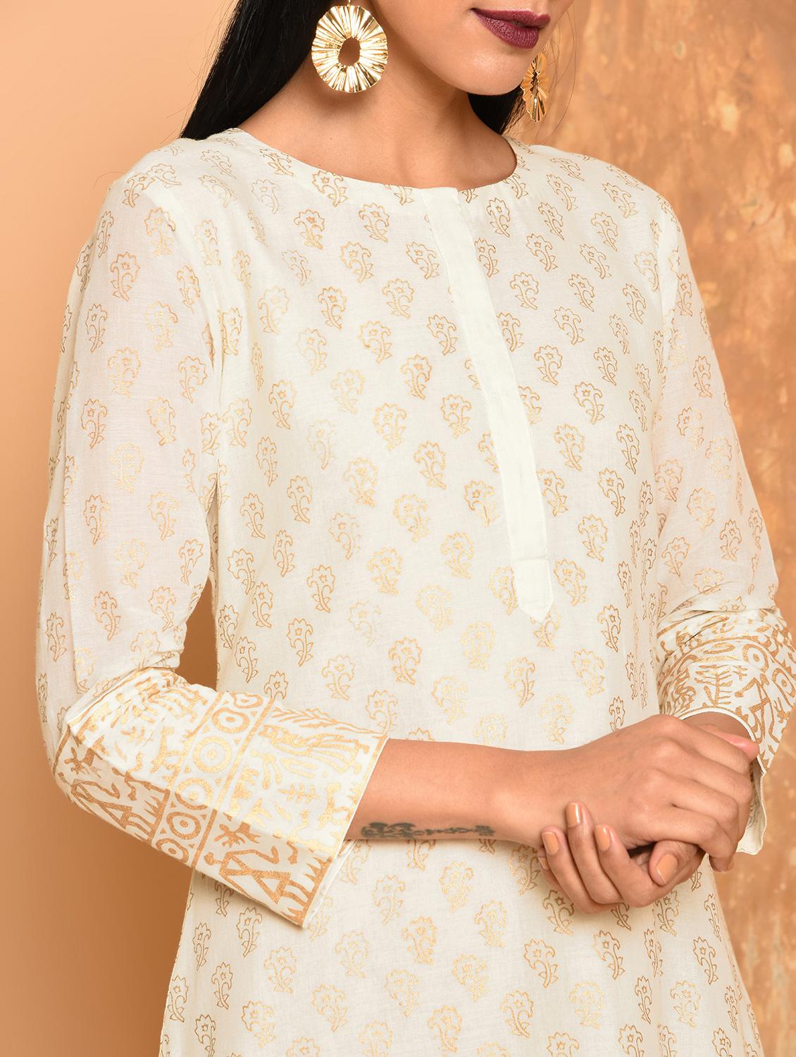 block print high-low ethnic dress - 16017710 - Zoom Image - 5