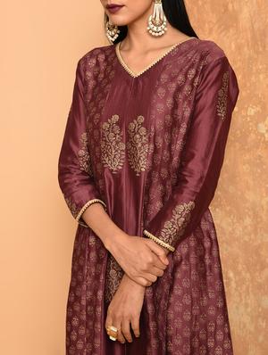 anarkali block print dress - 16017711 - Standard Image - 5
