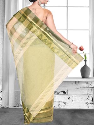 Zari bordered tant saree - 16018248 - Standard Image - 2