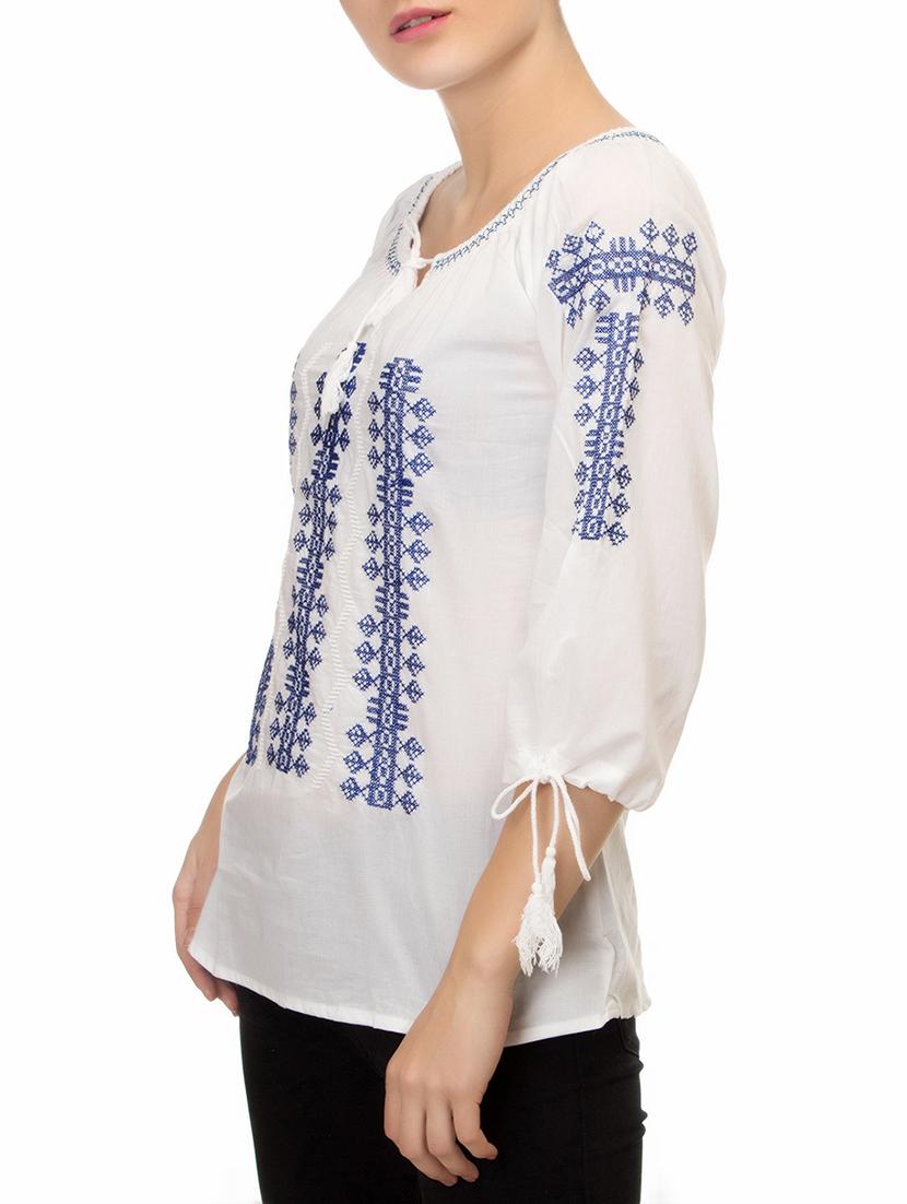 embroidered tie up top - 16018322 - Zoom Image - 2