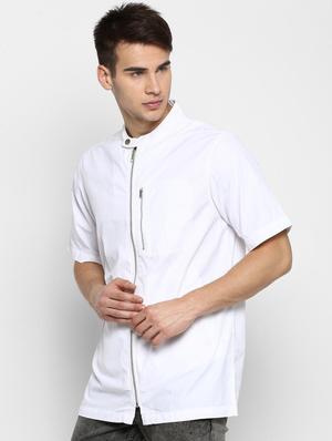 white polyester blend casual shirt - 16019669 - Standard Image - 2