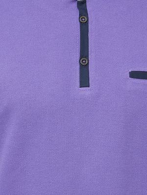 purple solid collared t-shirt - 16021563 - Standard Image - 5