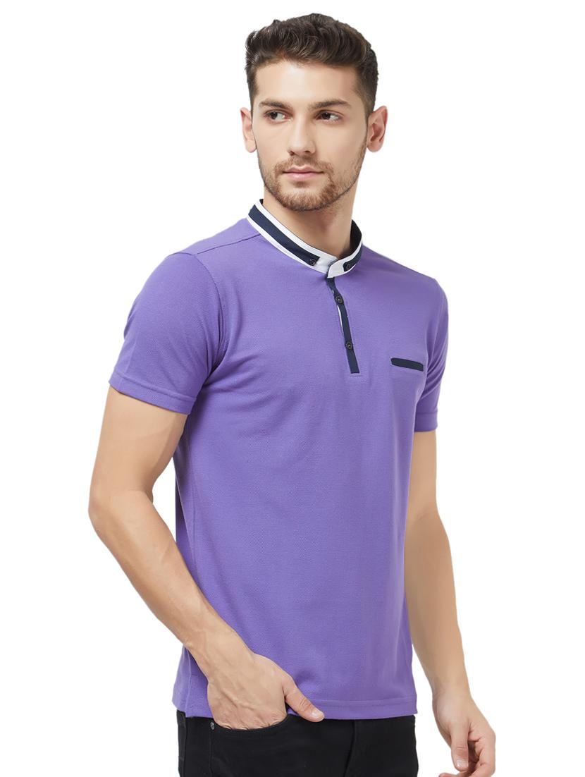 purple solid collared t-shirt - 16021563 - Zoom Image - 2