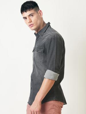 grey faded casual shirt - 16021615 - Standard Image - 2