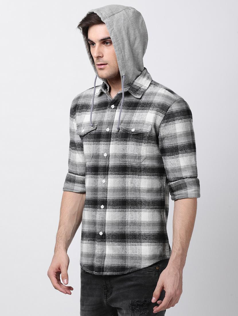 grey checkered casual shirt - 16021616 - Zoom Image - 2