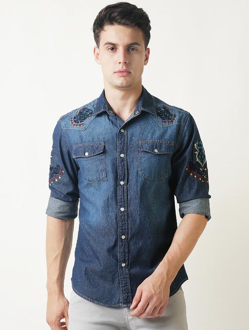 blue faded casual shirt - 16021687 - Standard Image - 1
