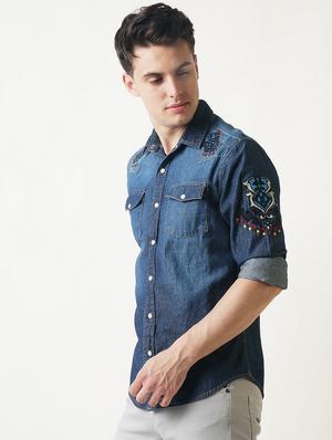 blue faded casual shirt - 16021687 - Standard Image - 2