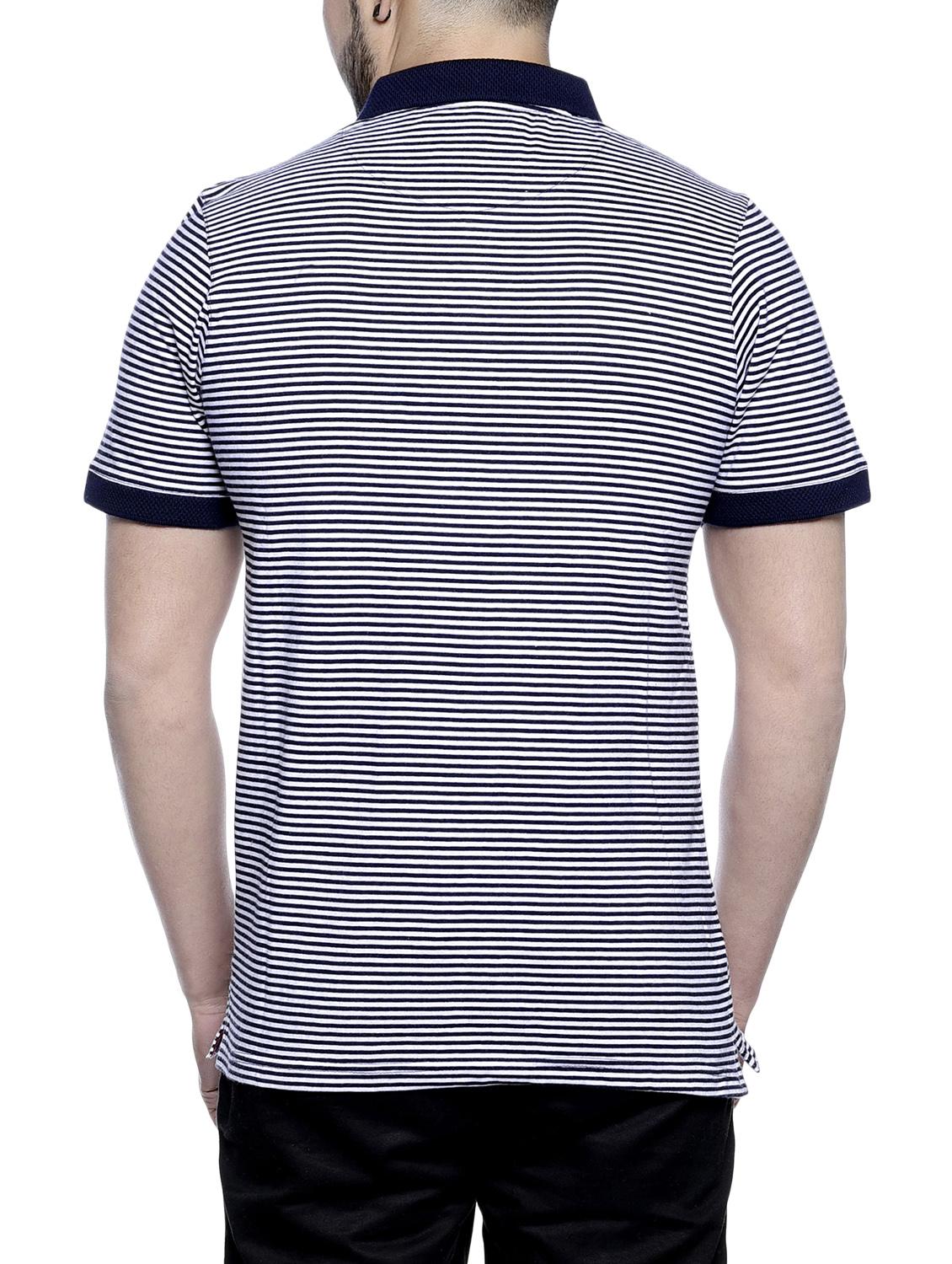 navy blue striped polo t-shirt - 16022296 - Zoom Image - 2