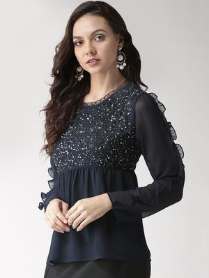 ruffle trim embellished top - 16022460 - Standard Image - 2