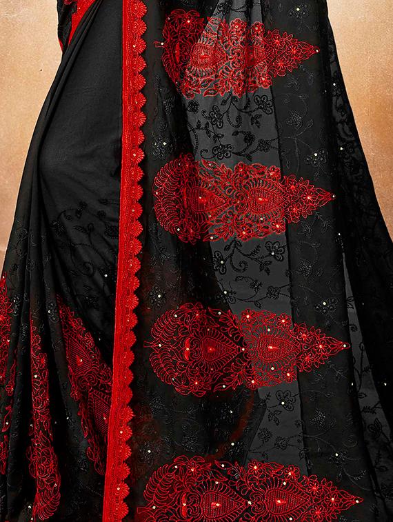 Tonal embroidered saree with blouse - 16023629 - Zoom Image - 2