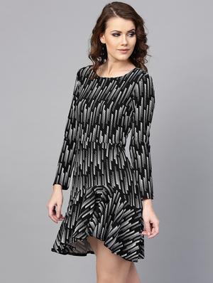 round neck fit & flare dress - 16024614 - Standard Image - 2