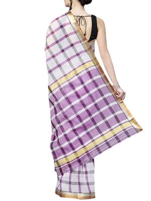 checkered motif woven saree with blouse - 16024777 - Standard Image - 2