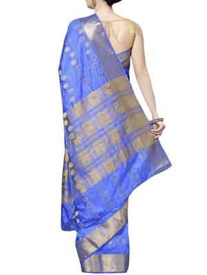 ethnic zari motif woven saree with blouse - 16024815 - Standard Image - 2