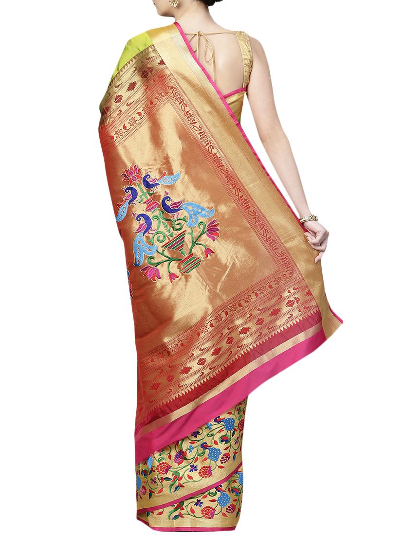 floral embroidered paithani saree with blouse - 16024816 - Zoom Image - 2