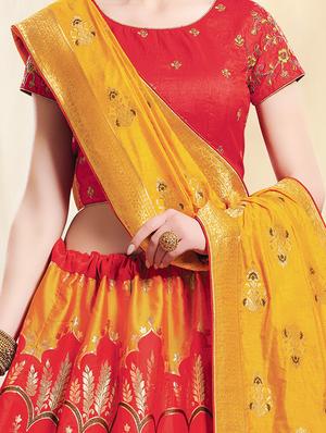 Foil print a-line lehenga - 16024893 - Standard Image - 2