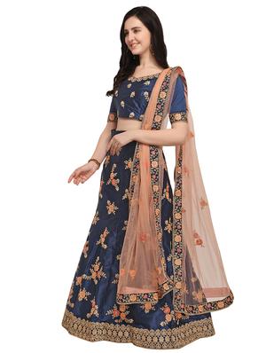 embroidered a-line lehenga - 16024926 - Standard Image - 2