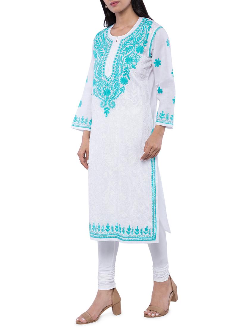 Chikankari straight kurta - 16026709 - Zoom Image - 2